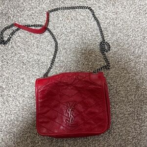 Yves Saint Laurent Crimson Crossbody Bag with Chain